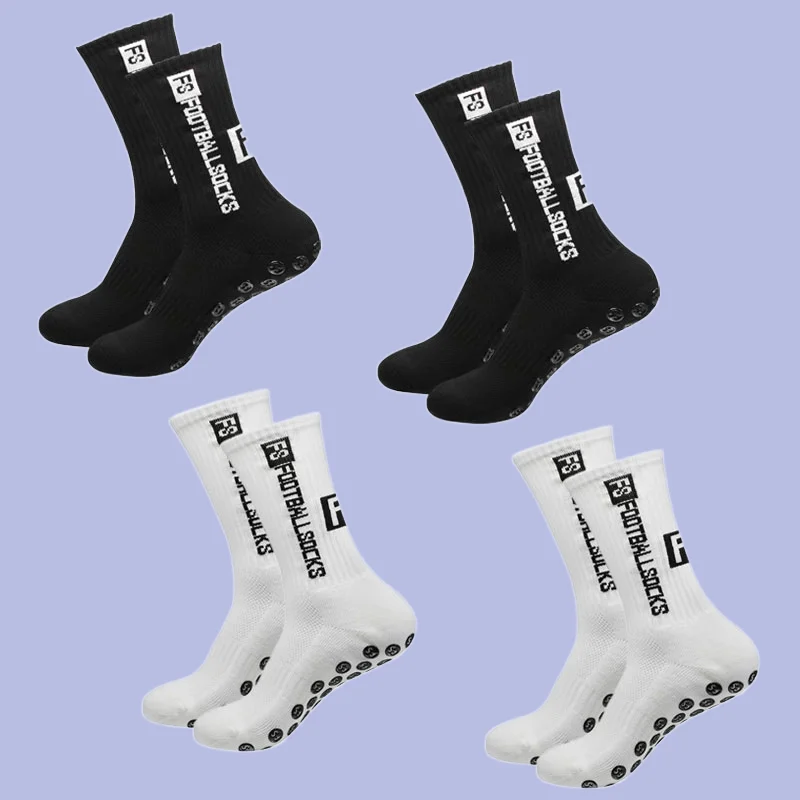 4 Pairs 2024 New Soccer Socks Sports Grip Socks Anti-slip Basketball Socks Spot Rubber Anti-slip Cotton Soccer Socks