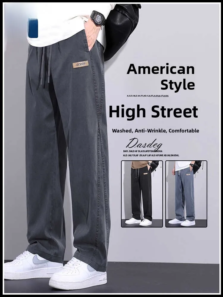 

Мужские повседневные джинсы прямого кроя, весна-осень, новые, свободного кроя, в американском стиле, длинные брюки, широкие джинсы, молодежные, трендовые