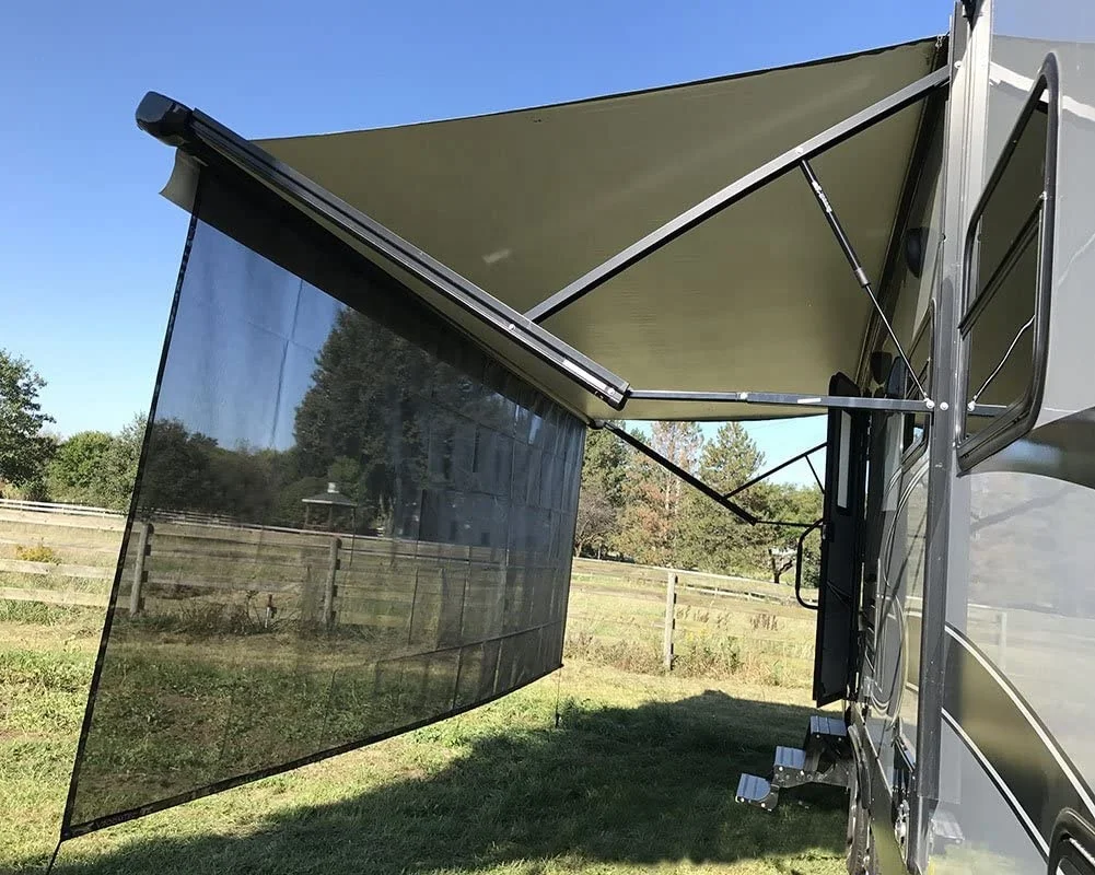 Black Mesh Sunshade UV Sun Blocker,Motorhome Camping Trailer UV Sunblocker Canopy Sunscreen,RV Sun Shade Screen For Awning Side