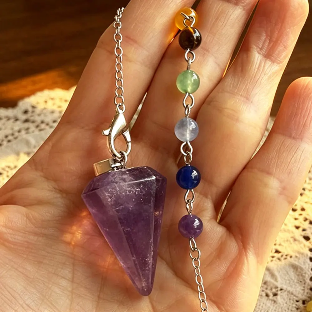 Natural Stone Pendulum Pendant for Dowsing & Healing