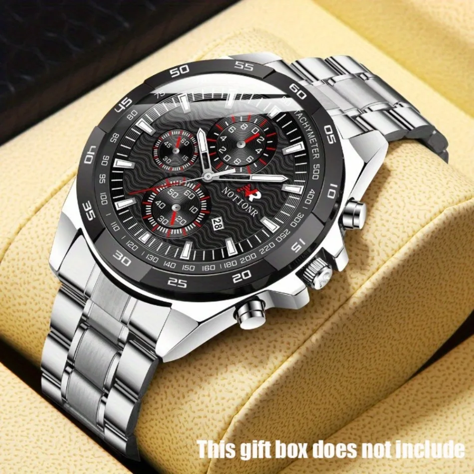 

Модные кварцевые наручные часы Date Week, спортивные мужские часы из нержавеющей стали