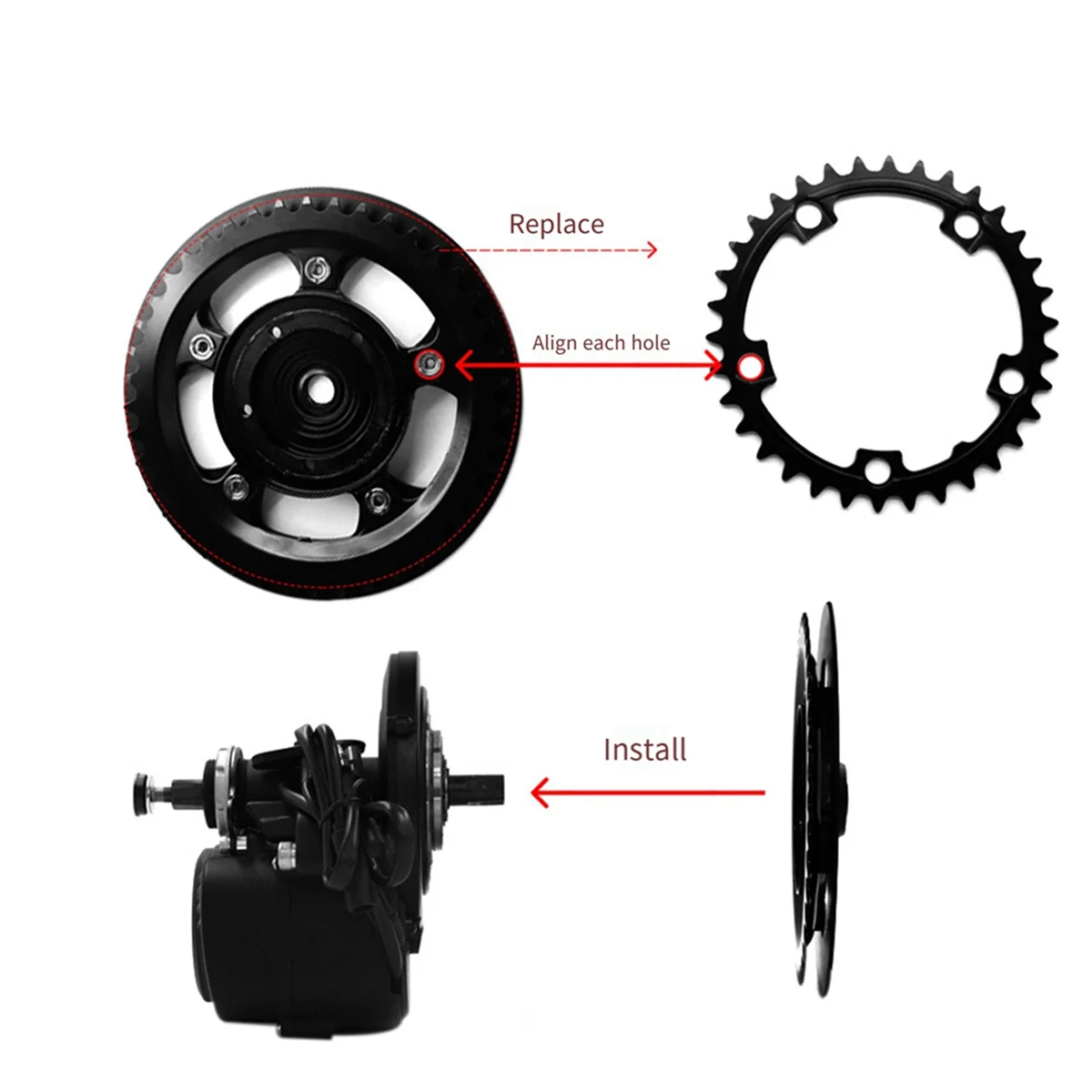 

BABP For Tongsheng TSDZ2 TSDZ-2B Mid Drive Motor 52T Chainwheel Chain Ring Wheel for Electric Bike Bicycle