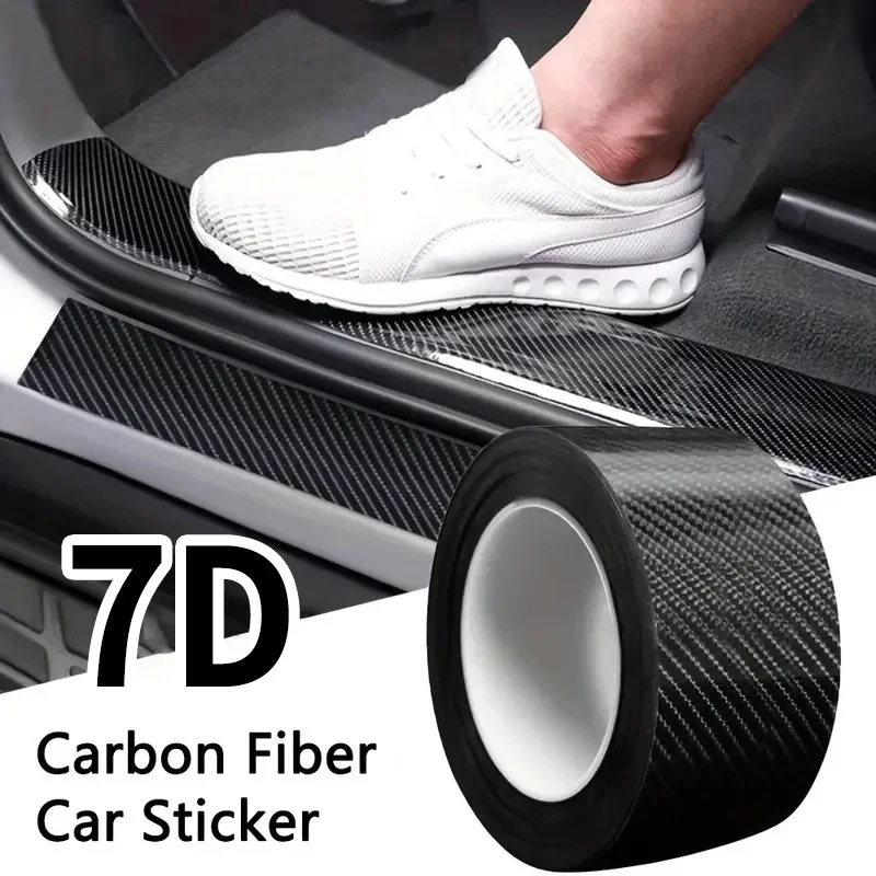 7D Carbon Fiber Sticker 7cm width,Auto Door Welcome Pedal Guards,Car rear anti scratch protector,Bumper Film Sticker Car Styling