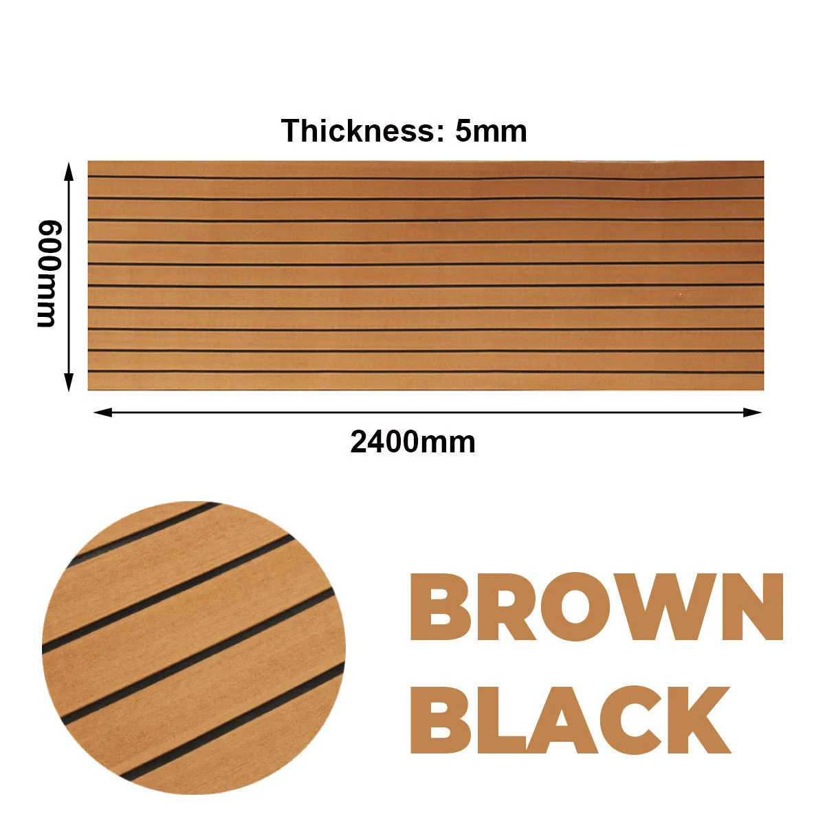 600x2400x5mm EVA Foam Faux Teak Boat Decking Mat Brown Deck Sheet Yacht Flooring Anti Skid Mat Self Adhesive Vehicle Pad