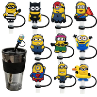 1-12PCS Straw Cover Cap Cartoon Drink Straw Plug Reusable Splash Proof Drinking Fashion Straw Charms Fit Cup Straw Cap Pendant