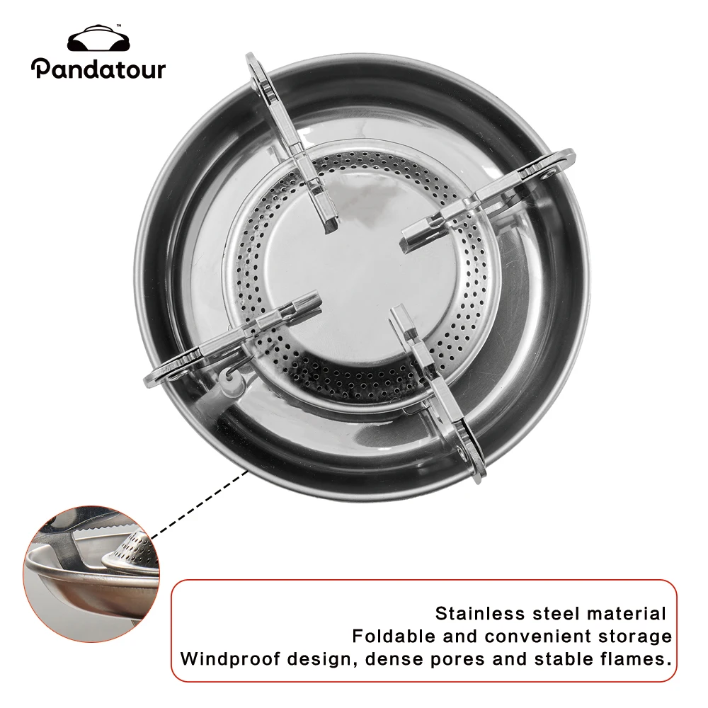 Pandatour Camping 0.5UNT IGT Gas Stove Folding Easy Equiped Table Stove One Click Ignition Stainless Steel Windproof Stove