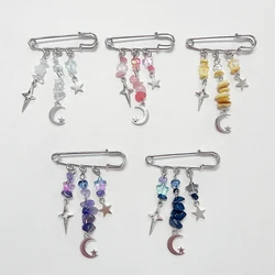 Crystal safety pin Tokyo moon inspired bag charm
