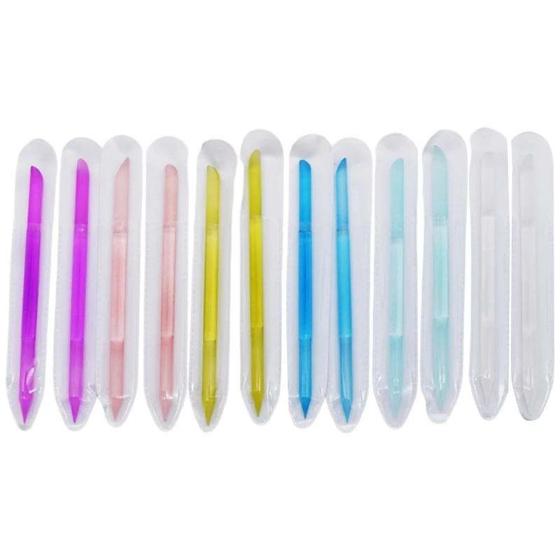 

12Pcs Glass Cuticle Pusher Manicure Double Sided Cuticle Trimmer Crystal Cuticle File Glass Cuticle Filling