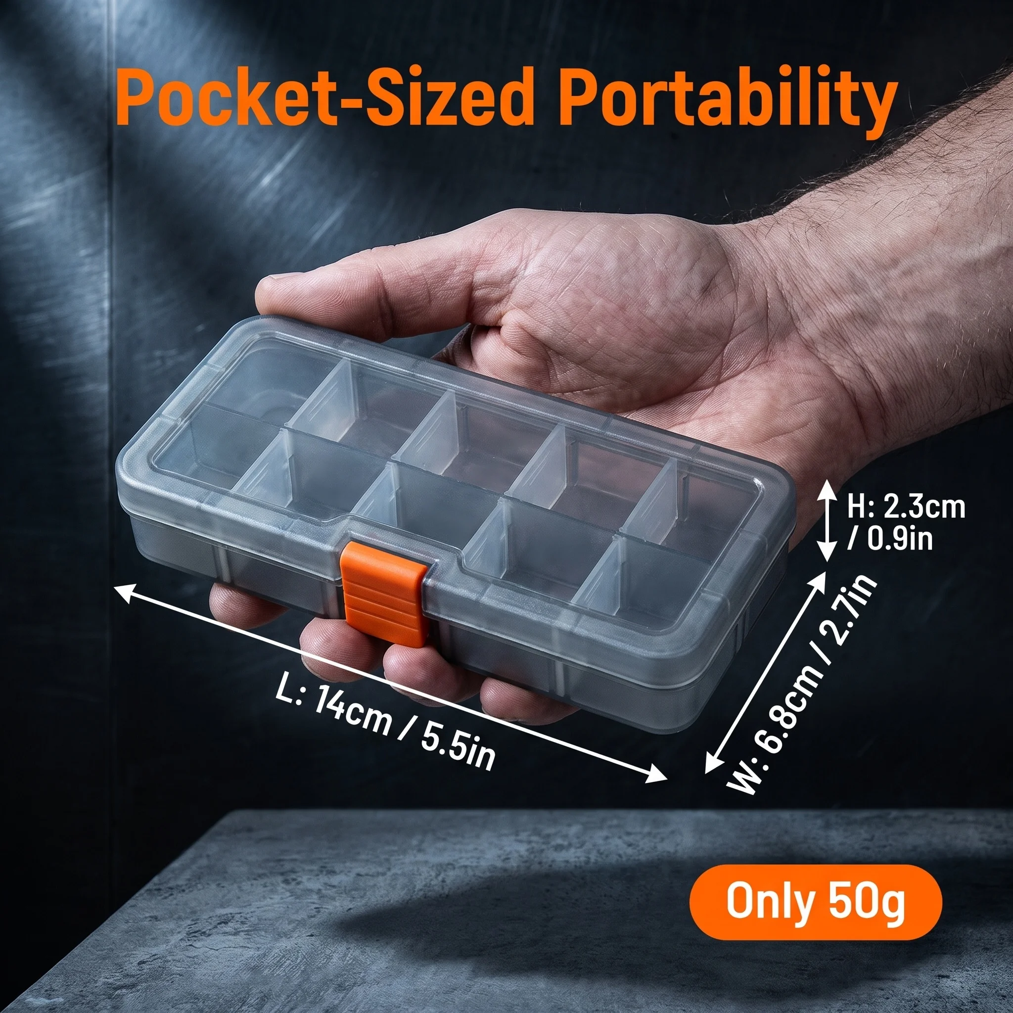 10 Grid Clear Plastic Storage Box Removable Divider Jewelry Bead Screw Organizer Small Parts Container Case