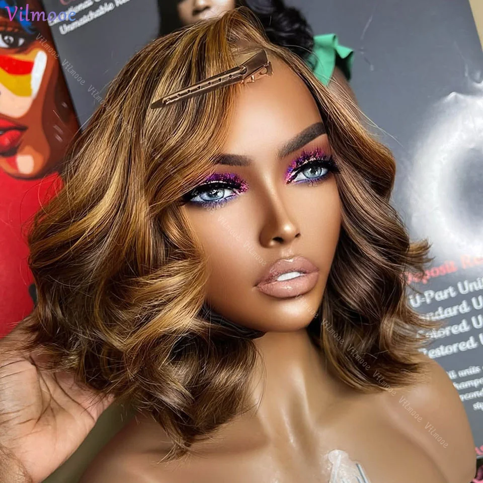 Brown Roots Honey Blonde Wig 13x4 Silk Base Lace Front Wig Natural Wave Human Wigs Preplucked Real Hair Wigs 5x5 Closure Wigs