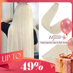 [12 Monate] Ugeat Unsichtbares Klebeband in Echthaarverlängerungen, 10A-Qualität, nahtlose Hautschuss-Injektion, reines Klebeband im Haar, 2,5 g/Stück