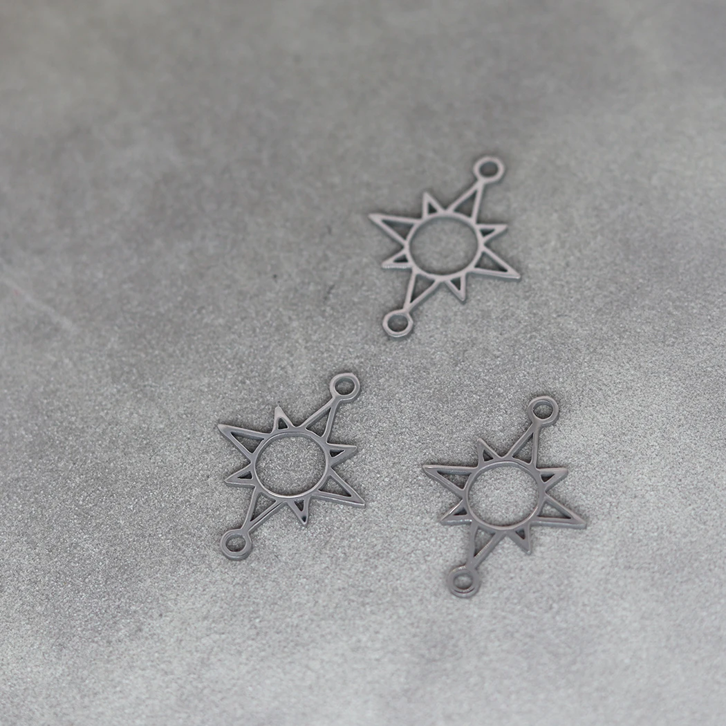 3PCS Stainless Steel Double Ring Star Pendant Charms for Jewelry Making DIY Craft Bracelets Necklace Handmade Metal Accessories