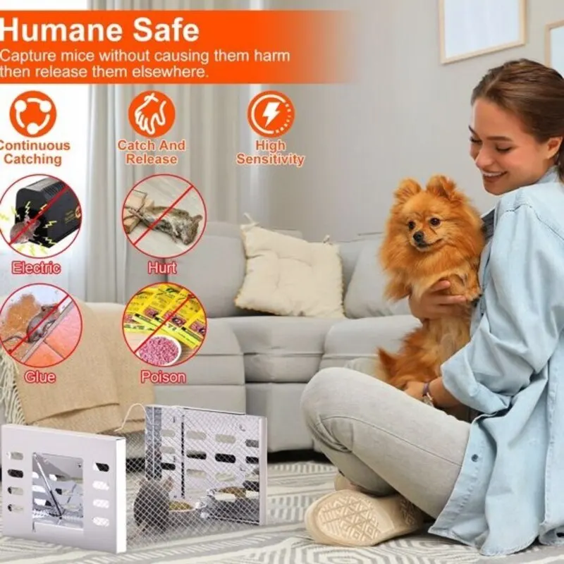 2 قطعة مصيدة الفئران البشرية الصيد والإفراج عن مصائد قفص الماوس الحية مع محاصرة الدورة المستمرة التلقائية هو ماوس القوارض السنجاب