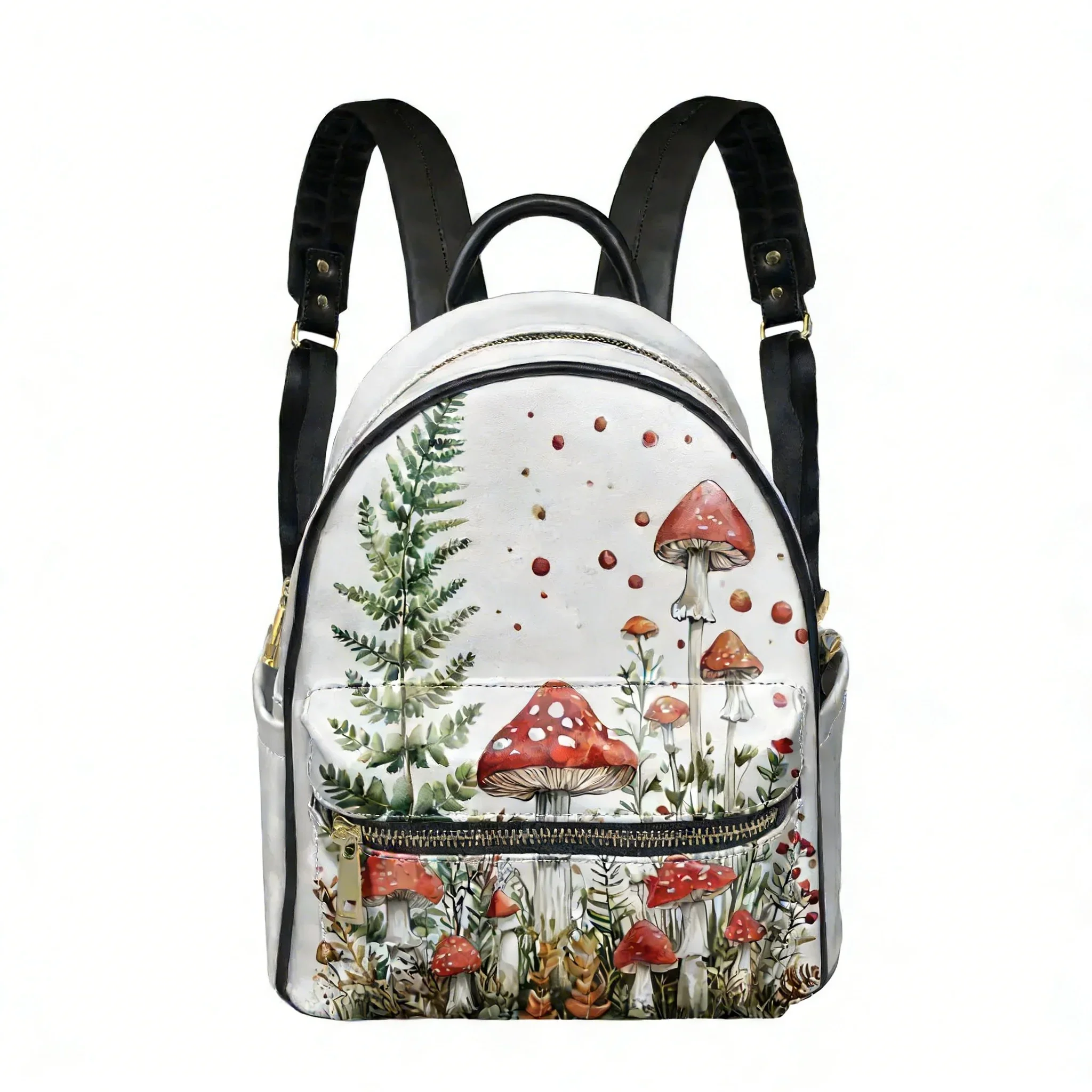 

Cute Mushroom Print Backpack Womens Men Personalized Double Shoulder Bag Business Travel Bookbag Rucksack Gift Daypack