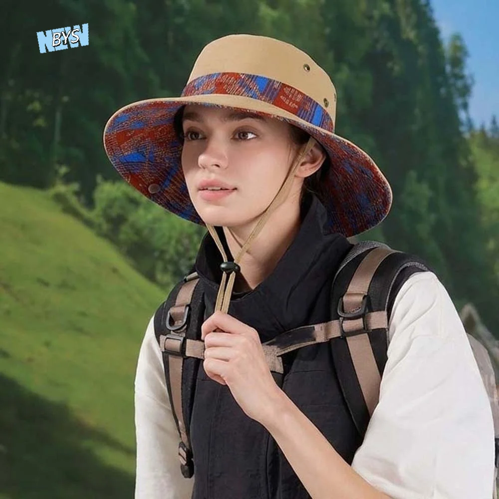 

Breathable Quick Drying Hiking Cap Dual-use Ethnic Style Patterns Unisex Fisherman Hat Sombrero Anti-splash Water