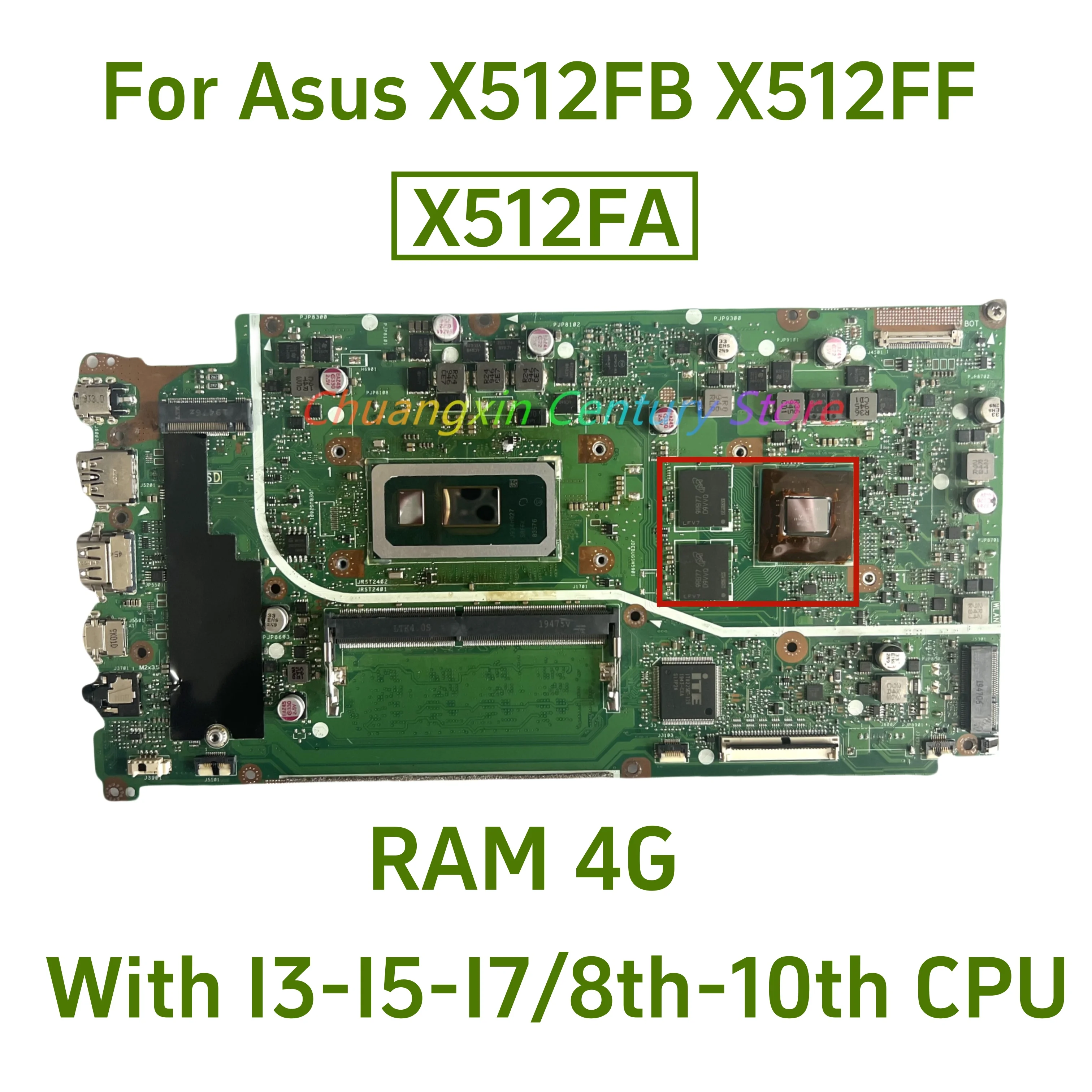 Suitable for Asus VivoBook X512FB X512FF X712FA X512FJ laptop motherboard X512FF with I3 I5 I7 8th CPU 4G RAM V2G  100% Tested