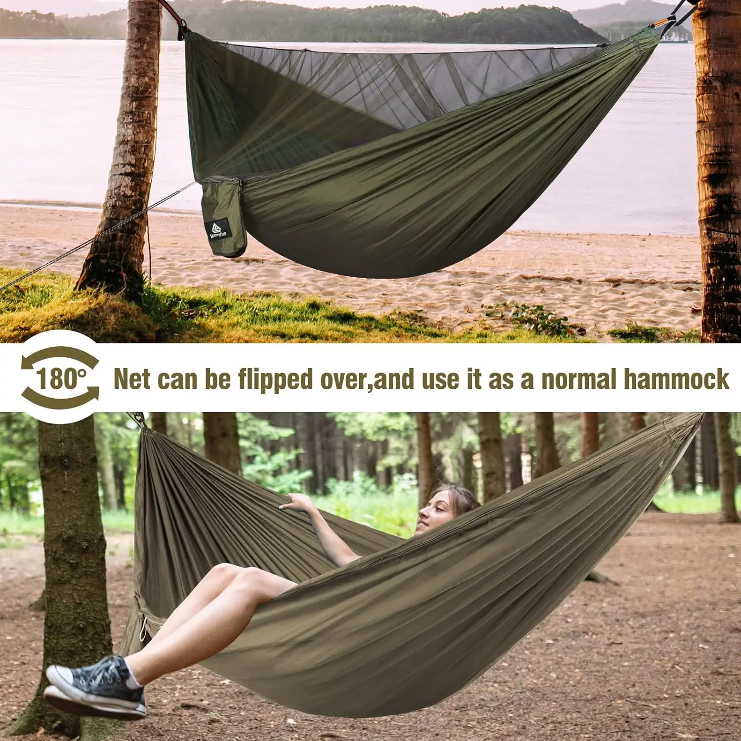 Pop-up Portable Camping Hammock with mosquito net Lightweight Hanging Mosquito Net Hammocks Tree Straps Swing Backpack Backyard