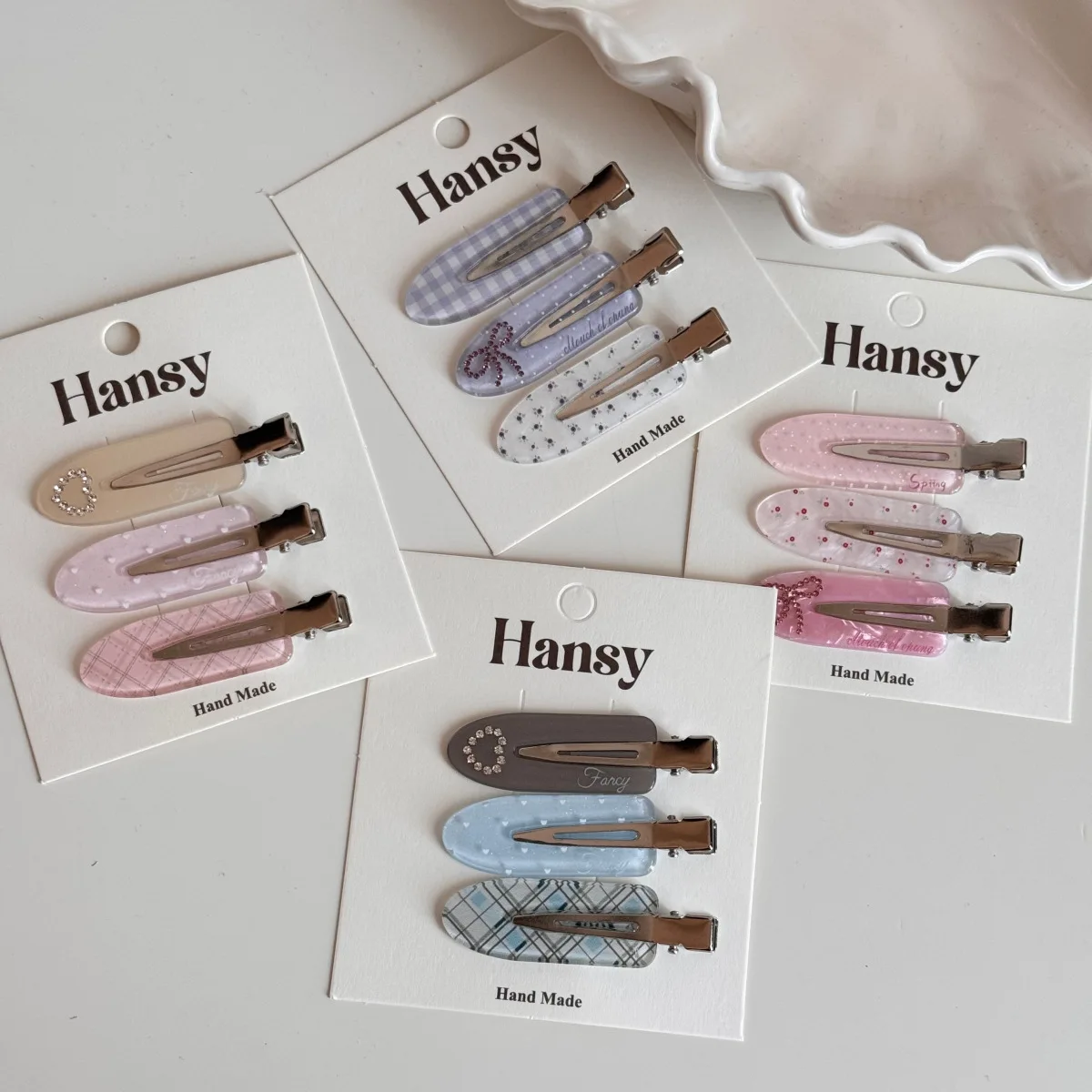 3Pcs Sweet Love Rhinestone Hairpin Side Bangs Clip Cute Traceless Clip Hairpin Headgear Set image 3