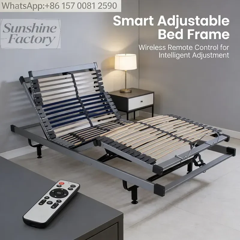 Wholesale German Motor Electric Adjustable King-Size Bed Frame, Multi-Mode Remote Control & Eco-Friendly, Fit for Apartments