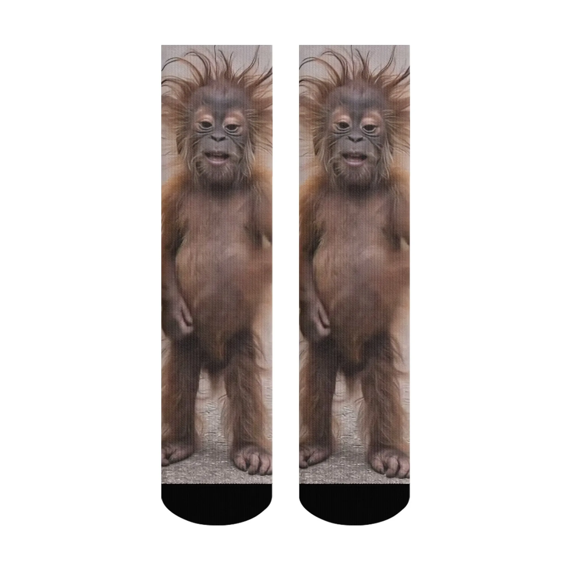 Novel and Quirky Realistic Monkey Print Men's Socks Comfortable Breathable Soft Socks Street Fashionable Funny and Retro Socks