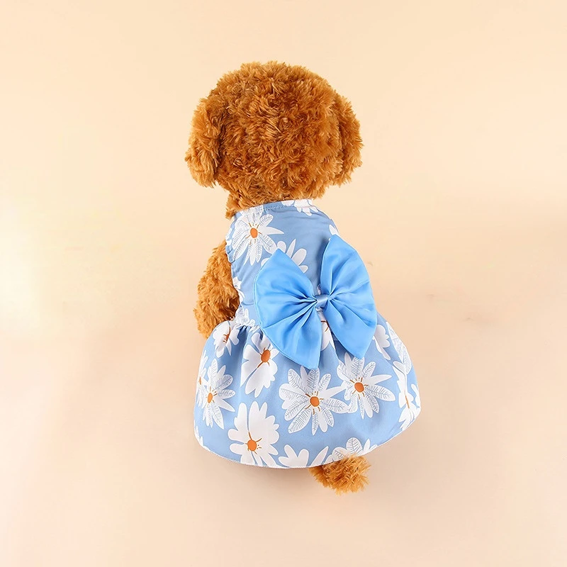 For Dogs Clothes Small Medium Skirt Pet Dog Dress Chihuahua Pomeranian Daisy Puppy Girl Wedding Costume Princess Pet Decoration