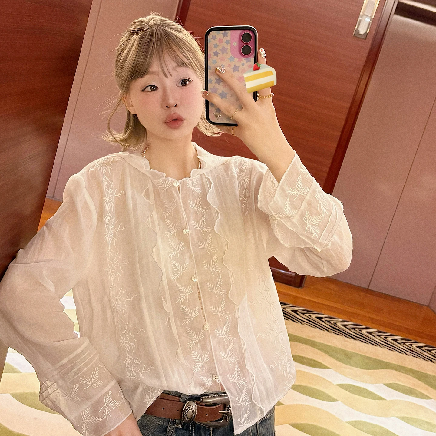 

Женская рубашка VIMAS00 из конопляной ткани с тяжелой вышивкой, с капюшоном, для ношения как верхняя одежда или как внутренний слой, открытый кардиган, многофункциональный дизайн