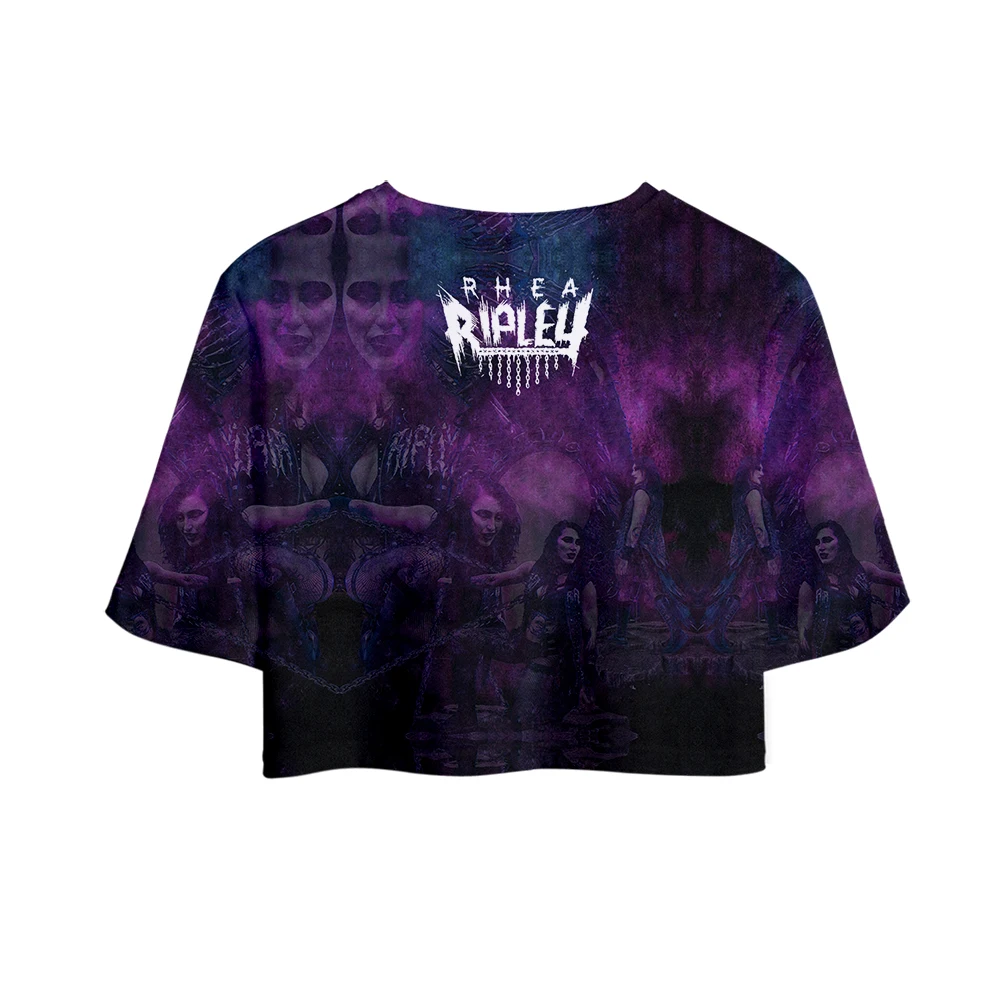 تي شيرت Rhea Ripley Merch تي شيرت علوي كبير الحجم برقبة دائرية تي شيرت نسائي ملابس يومية مطبوعة ملابس كاجوال