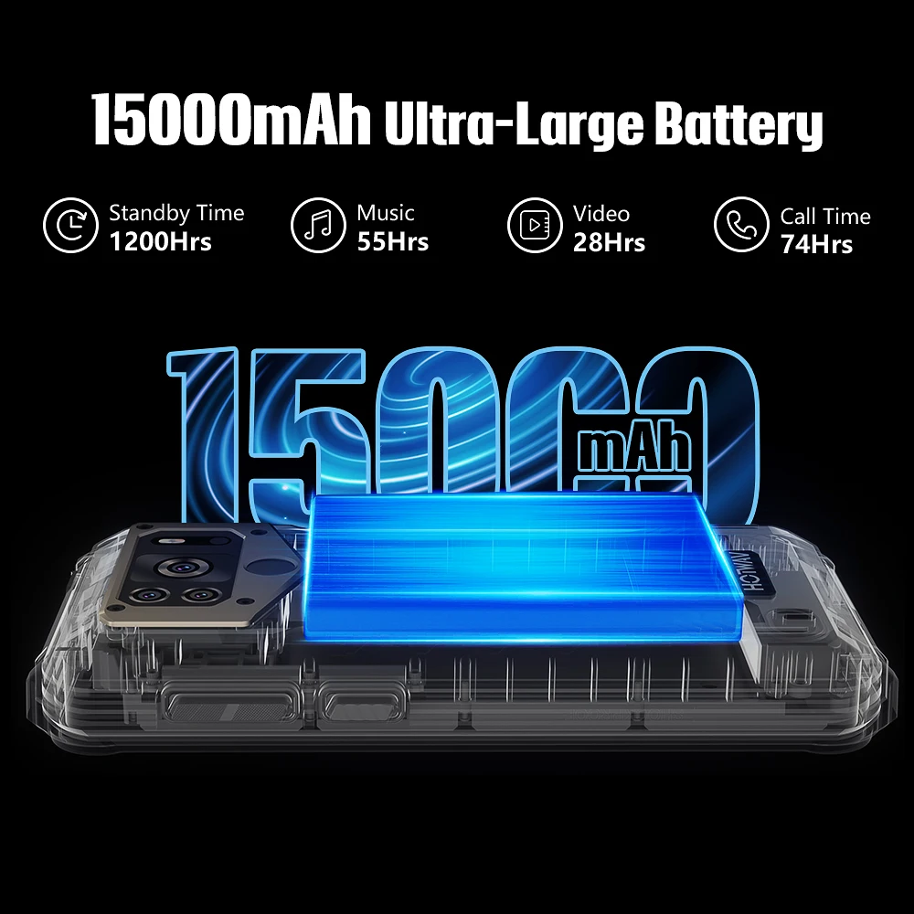 Imagem -03 - Pro Smartphone Octa-core Bateria Maciça 15000mah 6gb Mais 64gb Telefone Móvel Robusto Android 12 653 Câmera de 20mp Hotwav-w10