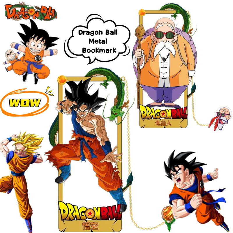 Neues Dragon Ball Son Goku Lesezeichen: Hochwertiges Cartoon-Charakter-Design, Kreatives Hohles Metall-Schreibwaren-Anhänger für Studenten – Detail 1