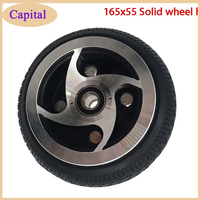 165x55 solid tire with wheel hub rubber wheel suitable for handcart luggage cart accessories, high quality, stable and durable