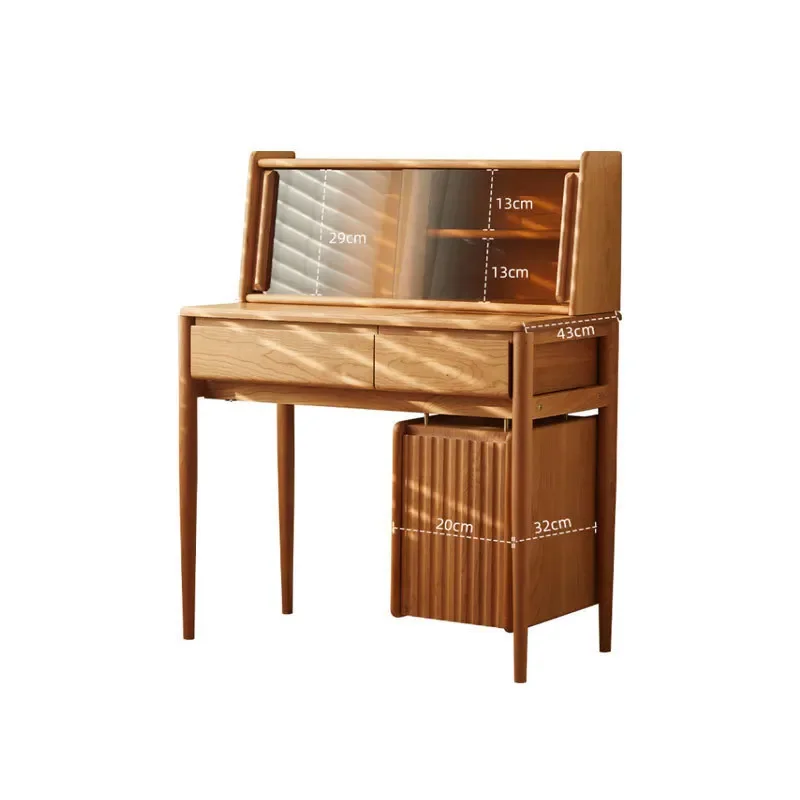 

Nordic solid wood cherry wood dresser, retro small apartment bedroom simple makeup table