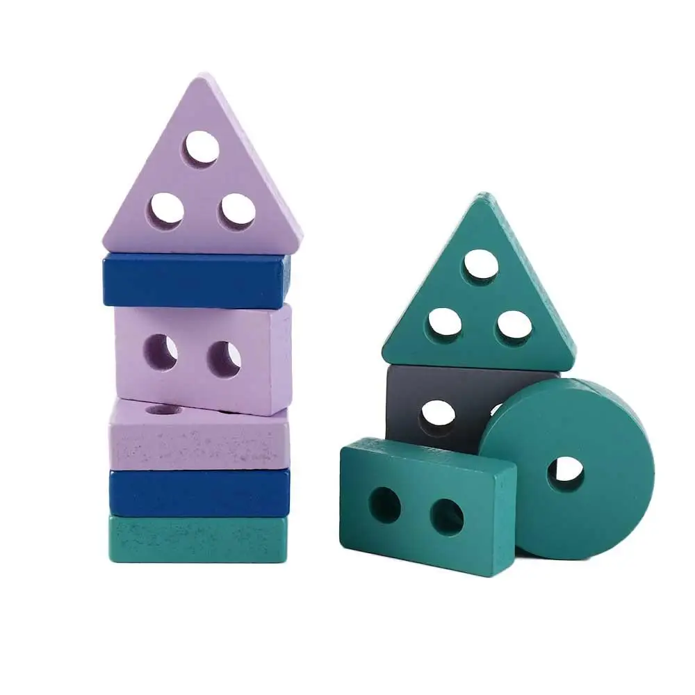 Wooden Wooden Building Blocks Early Learning Educational Color Shape Match Puzzle Toys Cube Game Montessori Toy Kids Toys