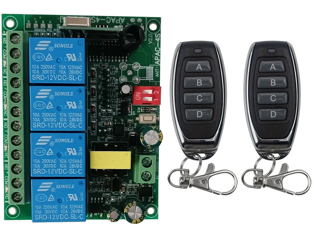 AC110V 220V 230V 4CH 4 CH 4 kanałowy 10A przekaźnik pilot bezprzewodowy RF System przełączania 315 MHz 433 MHz nadajnik i odbiornik