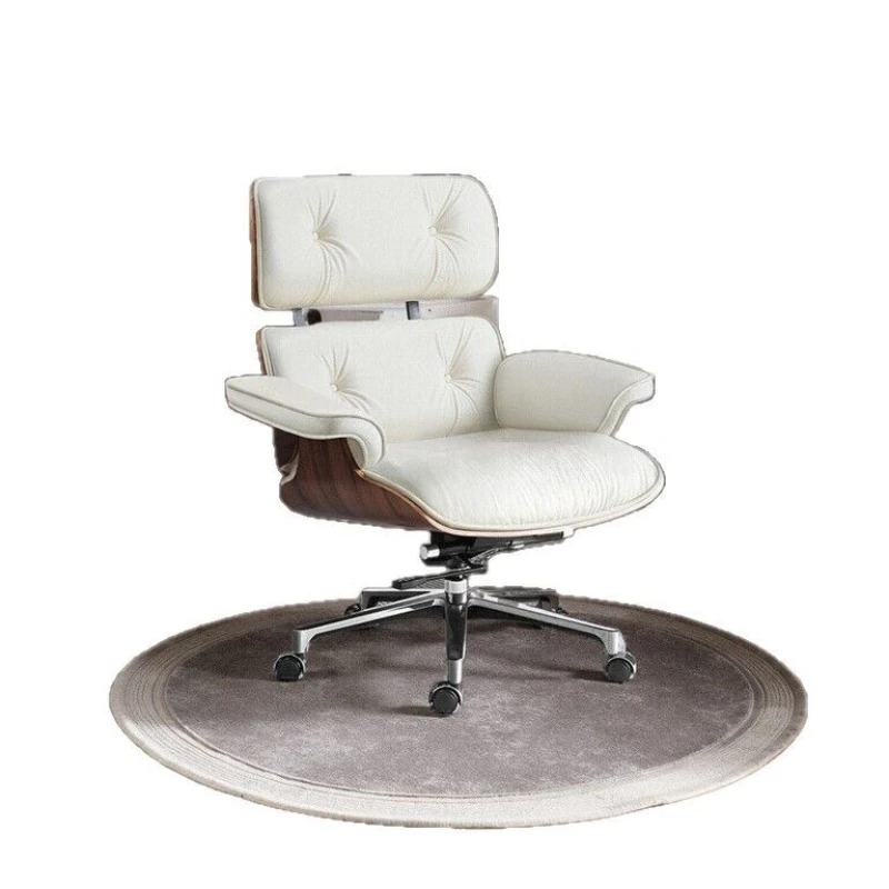 

Art creative luxury quality first layer cowhide Italian minimalist white leather office desk chair