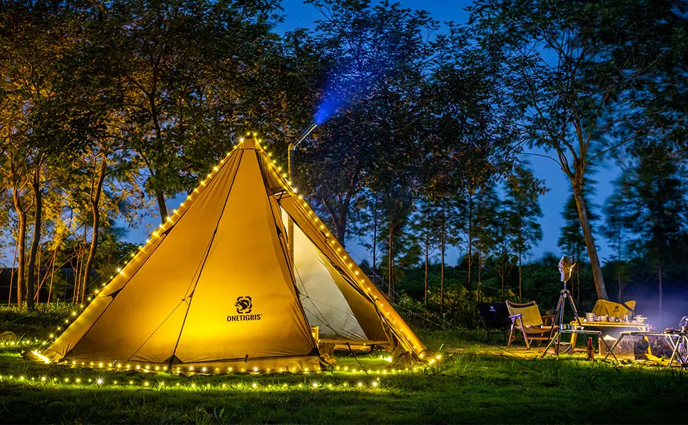 OneTigris Rock Fortress Hot Tent mit Ofenrohranschluss 3000mm 4-Jahreszeiten 4-6 Personen Tipi-Zelte für Camping, Backpacking, Angeln, Wandern – Detail 10