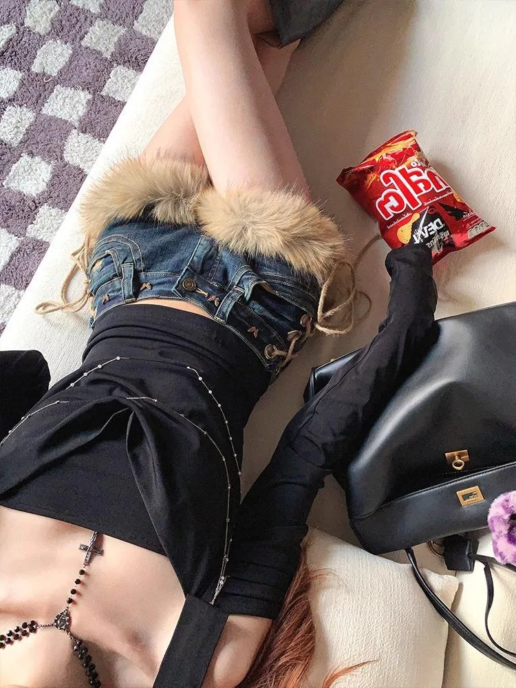 سراويل جينز نسائية كلاسيكية فضفاضة ومغسولة بأرجل واسعة من قماش الدنيم سراويل مستقيمة كبيرة الحجم ملابس الشارع الكورية