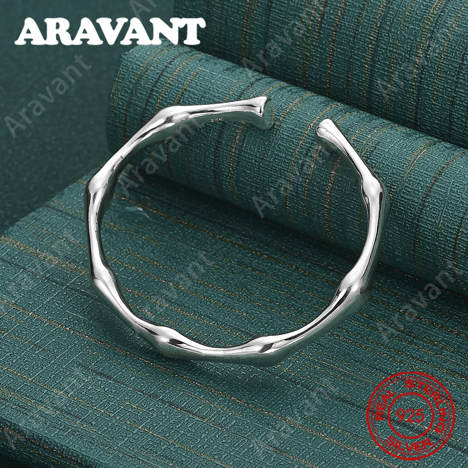 925 Sterling Silver Adjustable Bamboo Bangle, Women'S Commuter Accessory, Christmas Gift Jewelry