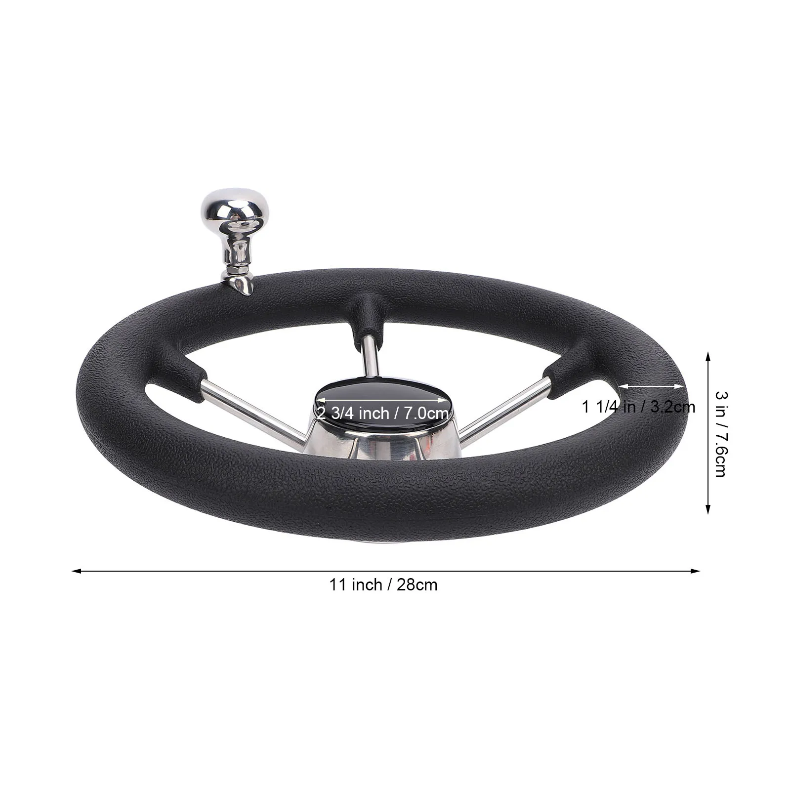 5 Spoke Yacht Steering Wheel 304 Stainless Steel 11in Boat Steering Wheel Foam Grip Smooth Control for 3/4 inch Tapered Shaft
