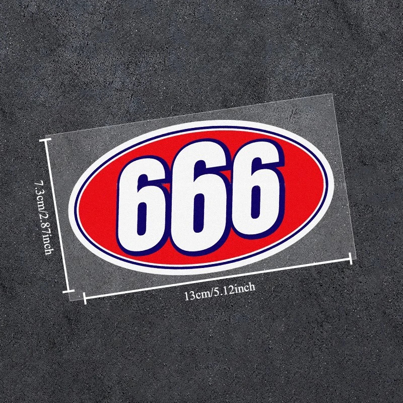 1PC Number 666 Motorcycle Sticker Waterproof Vinyl Decal for Motorbike Fuel Tank Helmet Fairing Scooter DIY Decoration