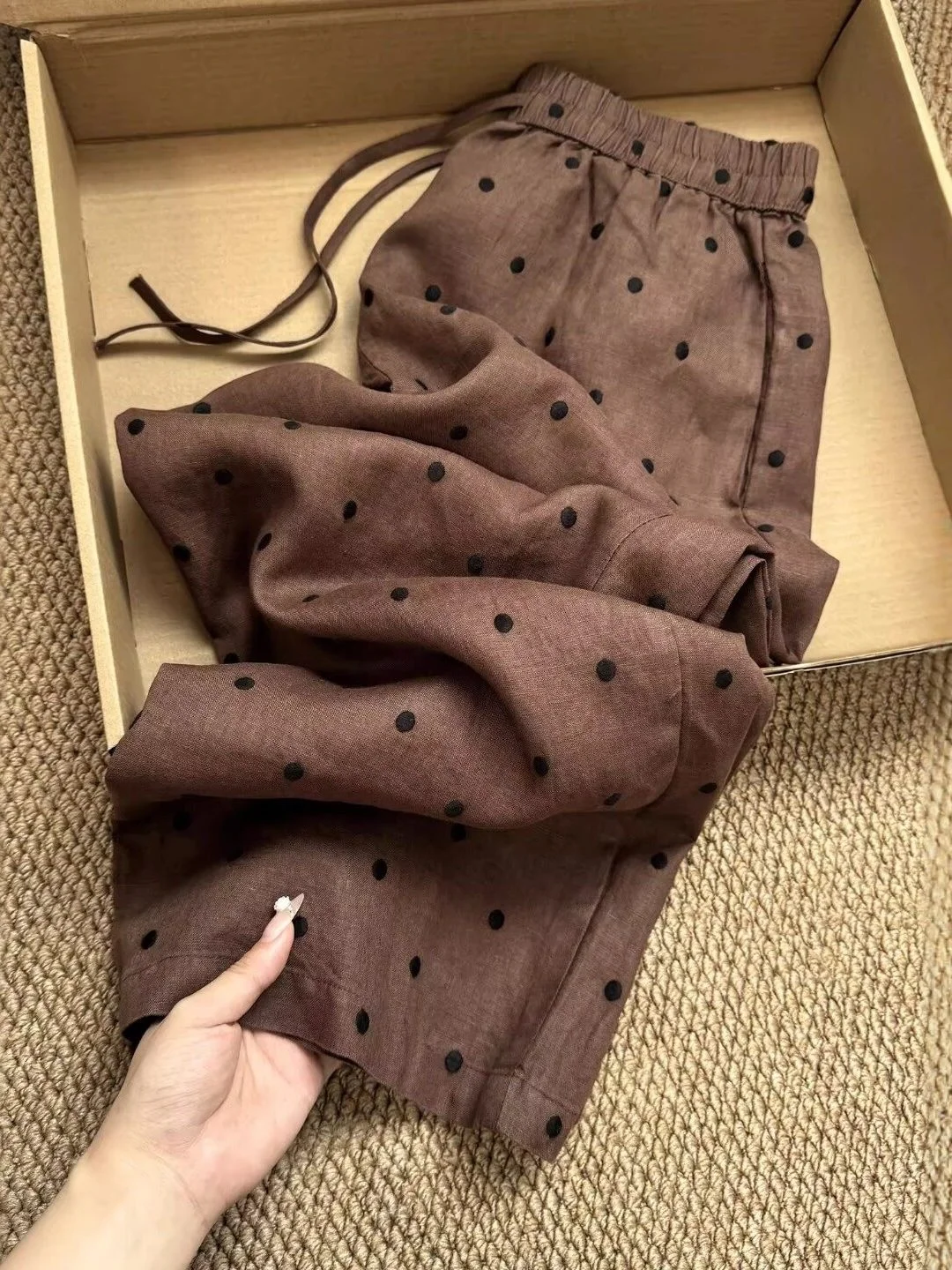 

High-End plus Size Casual Pants Women's Loose Artistic Commute Slimming Straight Stitched Polka Dot Pants Breathable Skin-Fri...