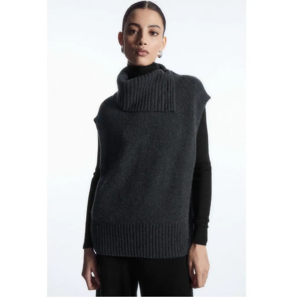 

Women's -Style Elegant Turtleneck Sleeveless Wool Knitted Vest Autumn Winter Inner Top New