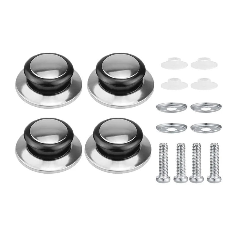 2/4Pcs Stainless Steel Pot Lid Knobs Universal Replacement Pan Lid Handle Cover With Screws and Gaskets Cookware Knob Handle