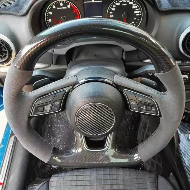 

Customize Suede Carbon Fiber Leather Car Steering Wheel Cover A4 A5 A6 A7 S3 S7 S8 R8 Q2 Q3 Q5 Steering Wrap Cover For Audi A3