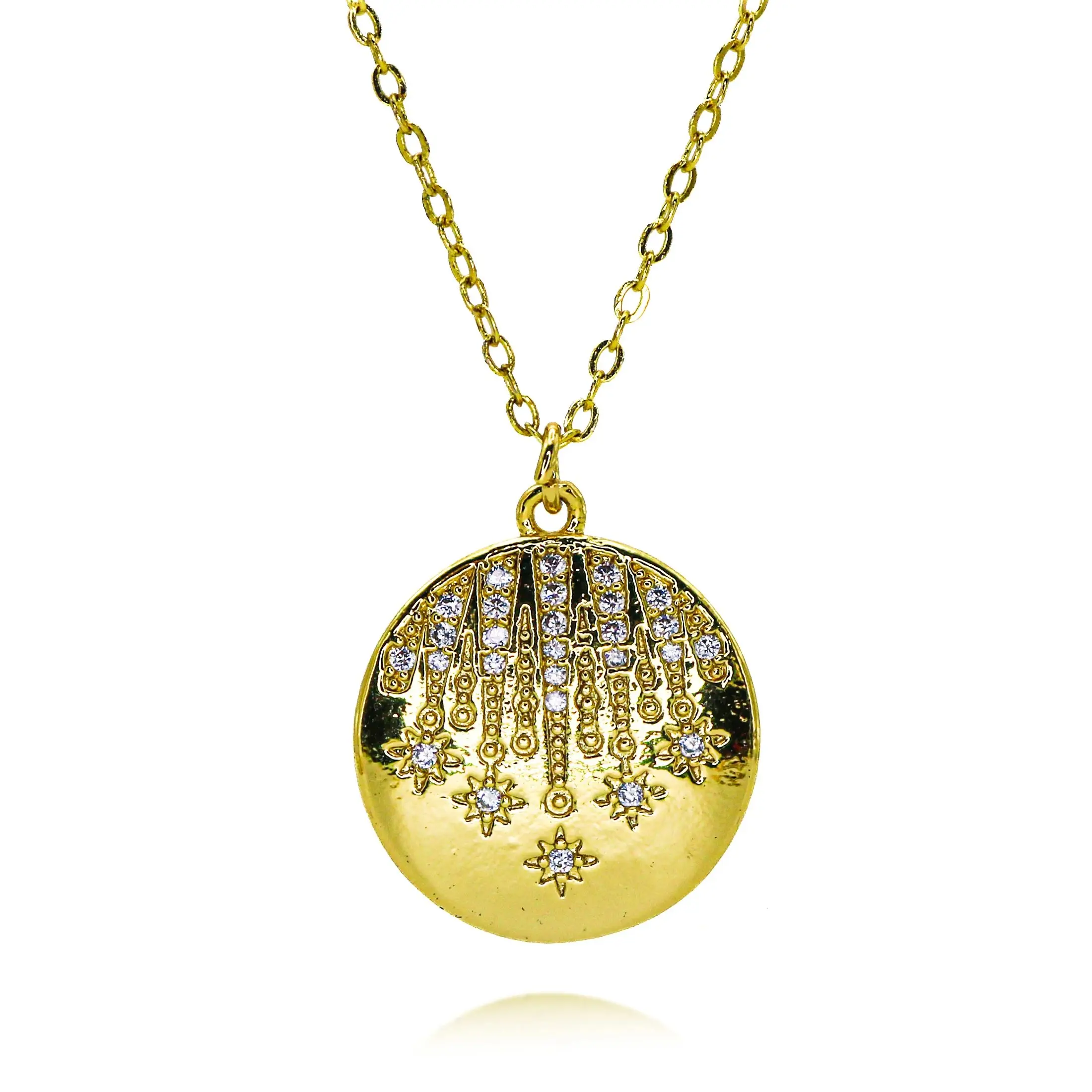 Позолоченные медали со звездами Polaris, подвески для изготовления ювелирных изделий своими руками, цирконий в горошек, небо, галактика, небесный кулон, ювелирные изделия, подарки