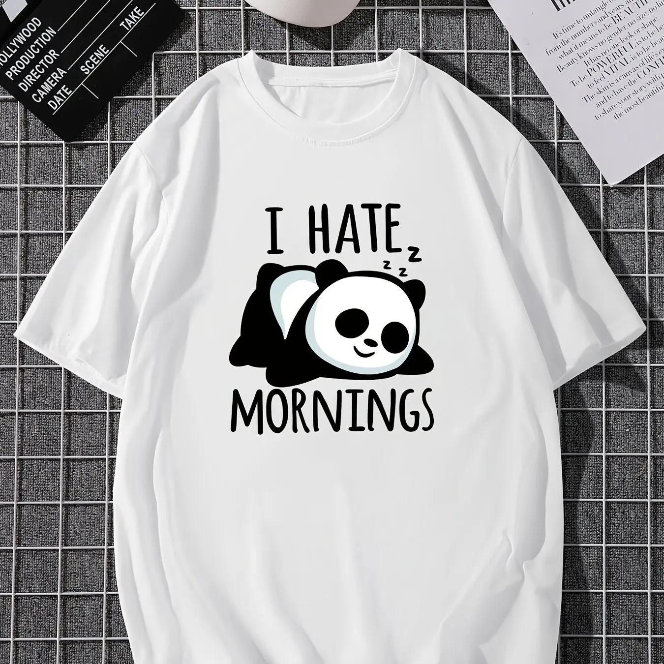 Men's Panda Graphic Printing Tshirt Casual Breathable Tshirts Funny Cotton Loose Tees Shirts Street T-Shirts Man