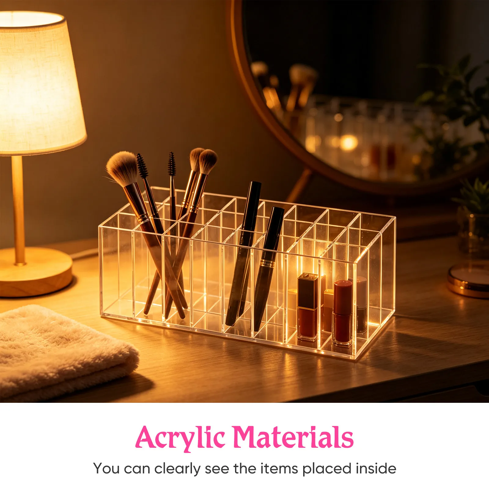 Multipurpose Makeup Storage Organizer Acrylic Large Capacity Case Desktop Lipstick Holder Display Stand for Home Office