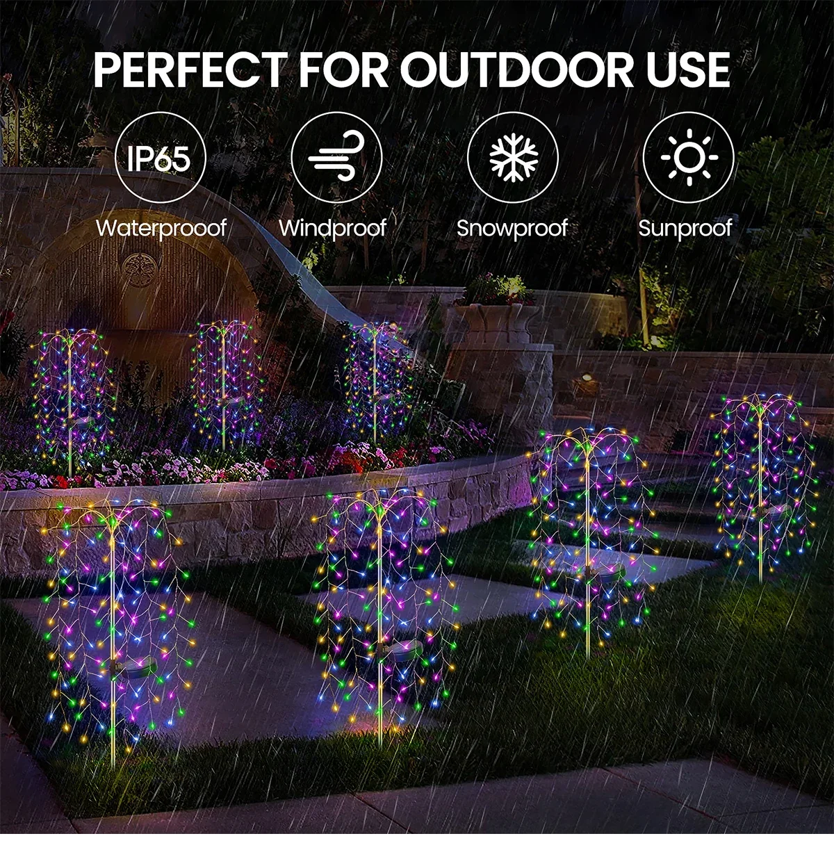 Solar Garden Lights Weeping Willow Solar Lawn Lamp Landscape Yard Waterproof Outdoor Christmas Branches Decoration