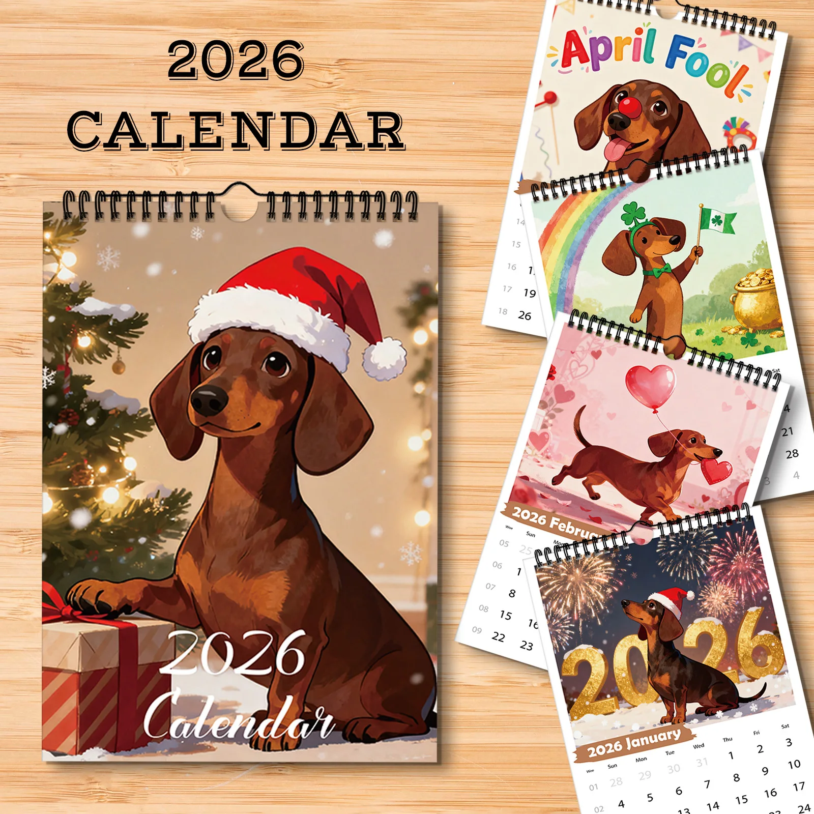 

1PC 2026 Funny Dachshund Calendar, Pet Dog, A4 Size, Calendar Hanging/Wall,Perfect Choice For Birthday, Christmas, New Year Gift