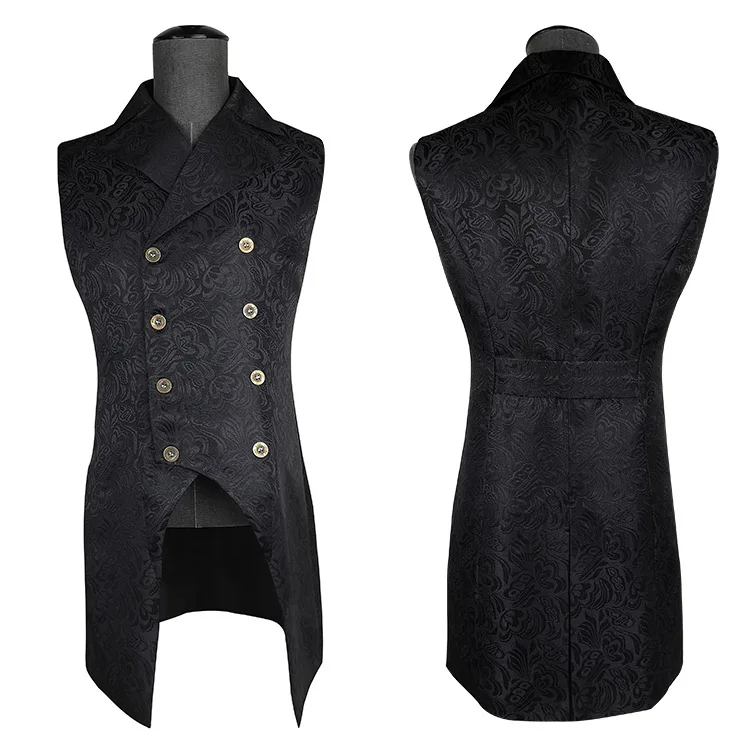 

Men's Gothic Steampunk Vest Tailcoat Jacquard Brocade Double-breasted Formal Dress
