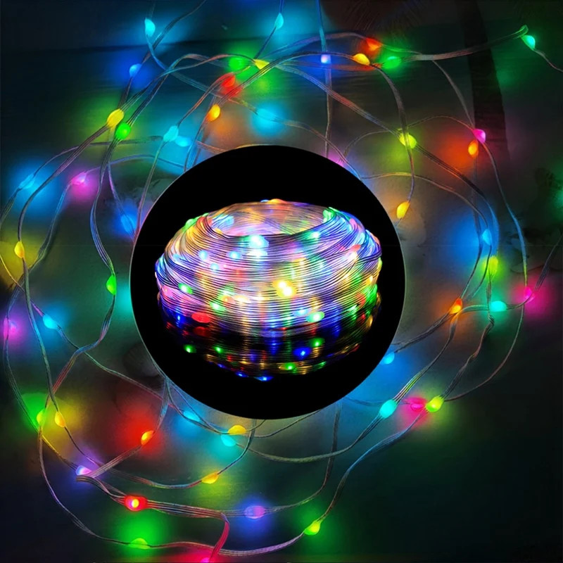 Juego de luces LED con Bluetooth, cadena de luces RGB, Color fantasma, hadas, Tuya, 1 Juego